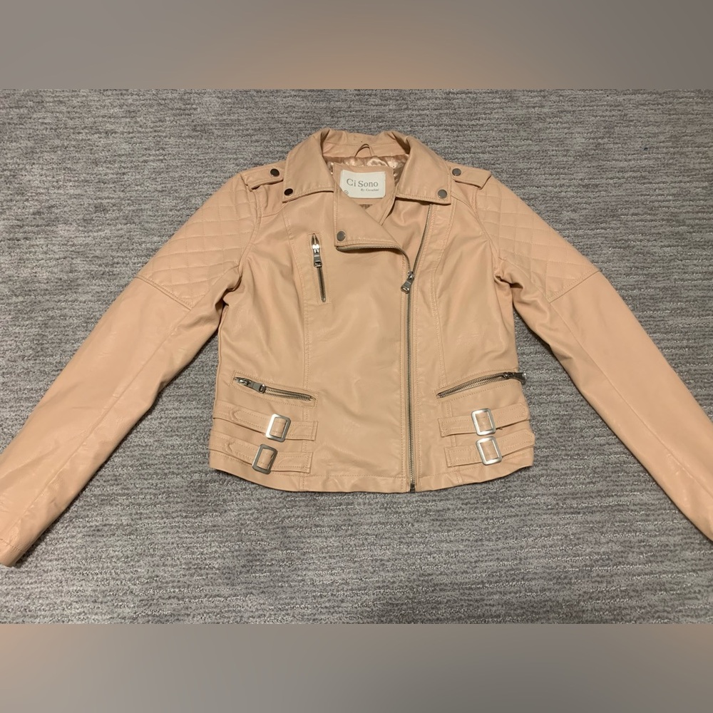 Ci Sono Women's Pale Pink Pleather Jacket